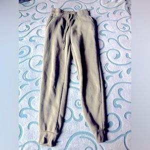 Basic Green Cotton Drawstring Sweatpants